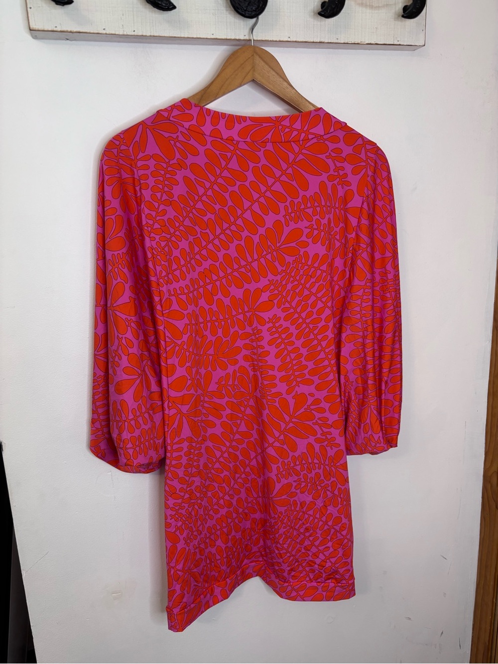 Trina Turk Trellis Pink and Coral Printed V Neck Swim Cover Up Dress - Picture 9 of 9